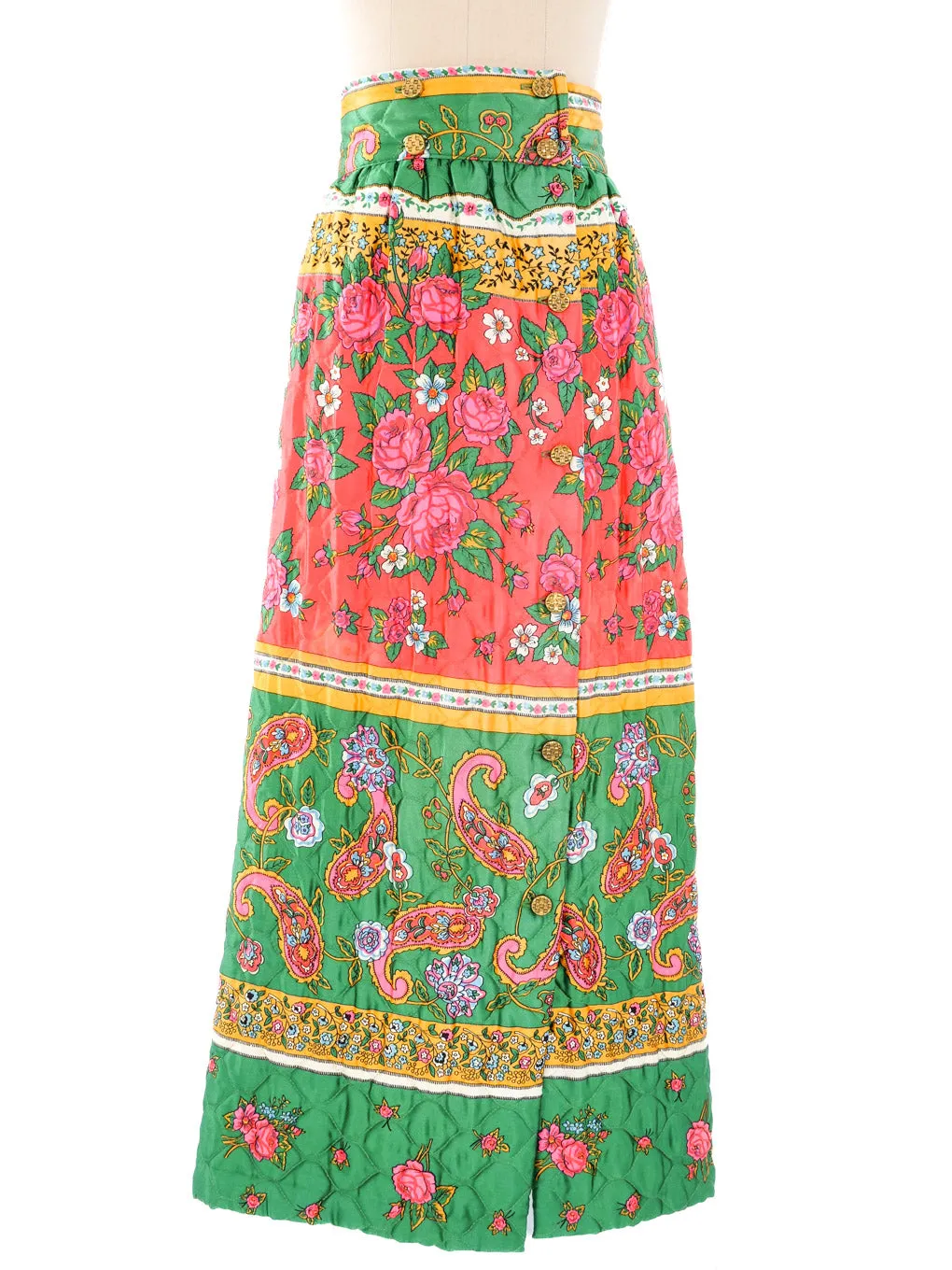 1960's Quilted Floral Maxi Skirt