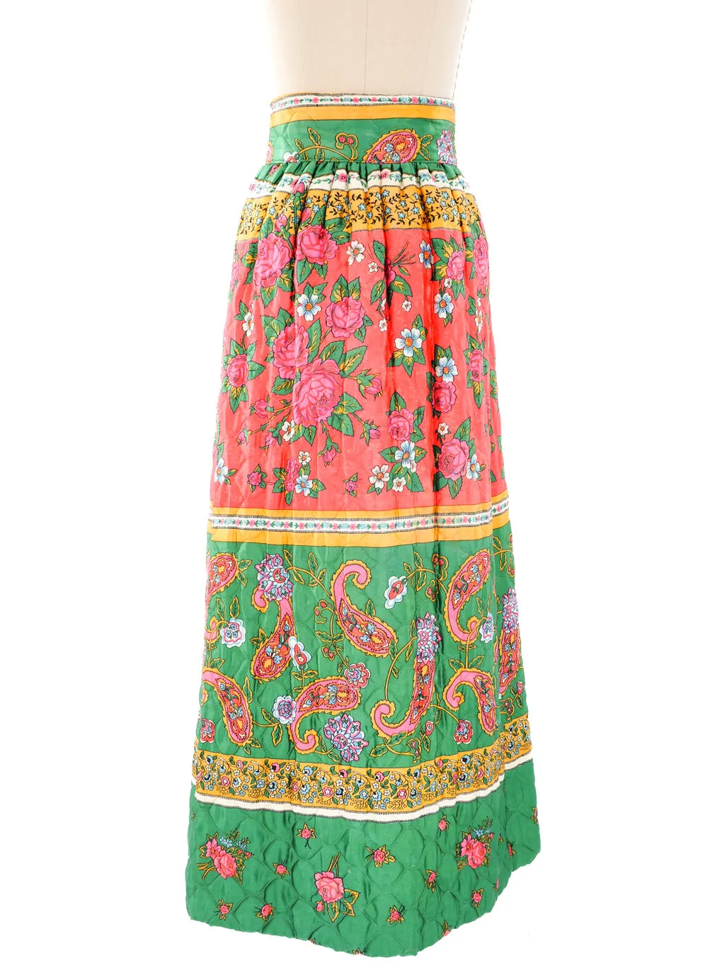 1960's Quilted Floral Maxi Skirt