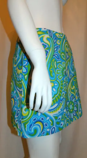 1990s aqua blue VERSUS GIANNI VERSACE mini skirt MOD print