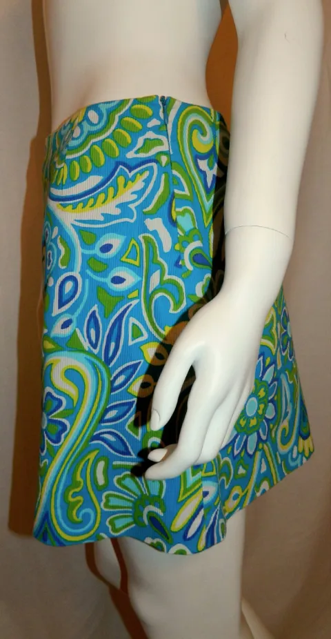 1990s aqua blue VERSUS GIANNI VERSACE mini skirt MOD print