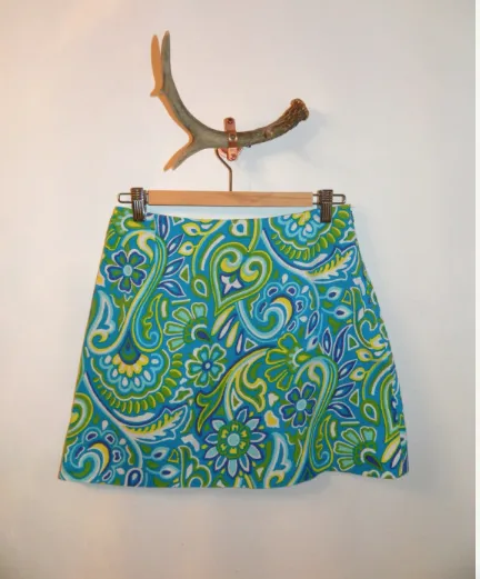 1990s aqua blue VERSUS GIANNI VERSACE mini skirt MOD print