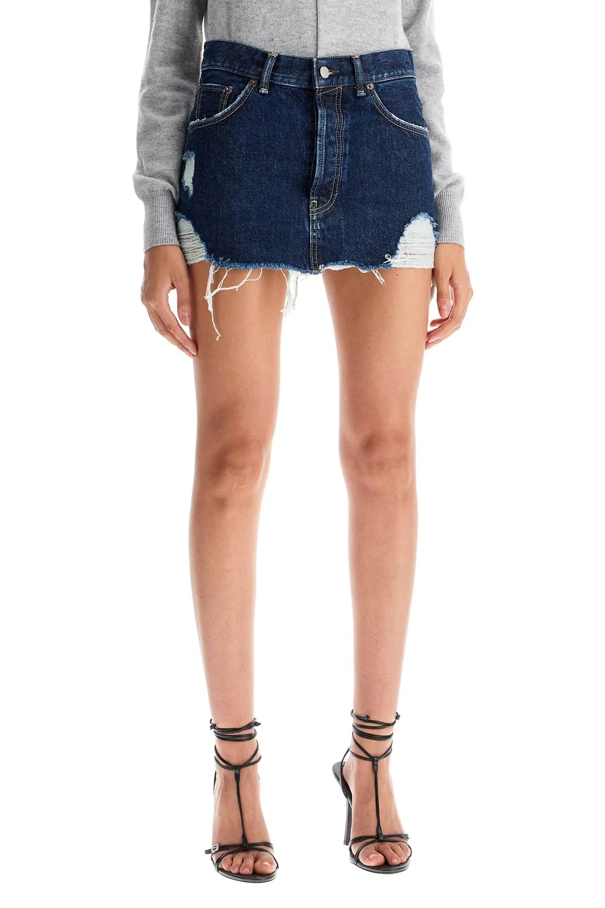 Acne Studios    Acne Studios Destroyed Denim Mini Skirt