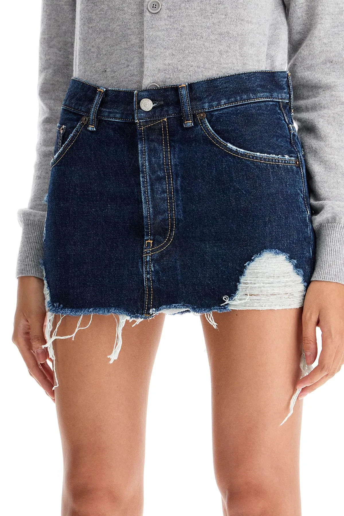 Acne Studios    Acne Studios Destroyed Denim Mini Skirt