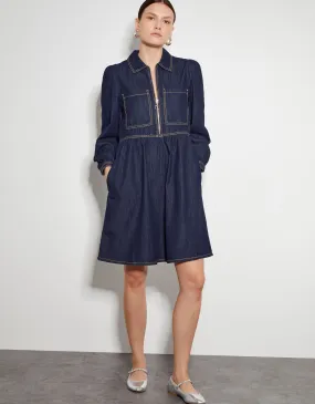 Adeena Denim Mini Shirt Dress Blue