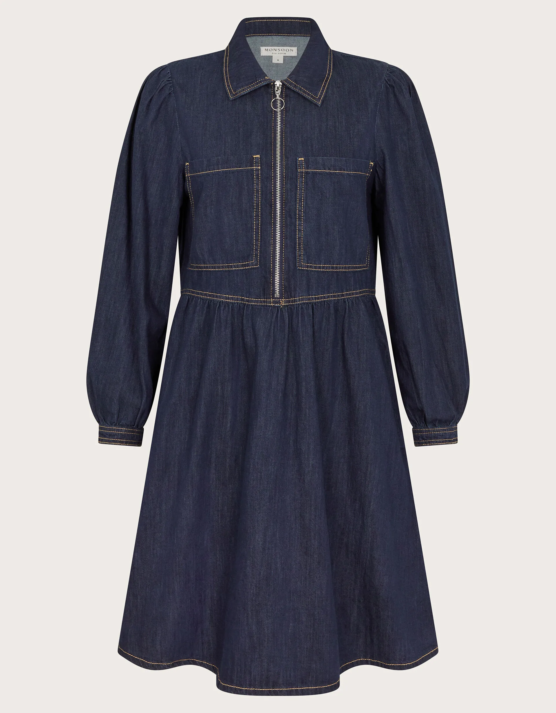 Adeena Denim Mini Shirt Dress Blue