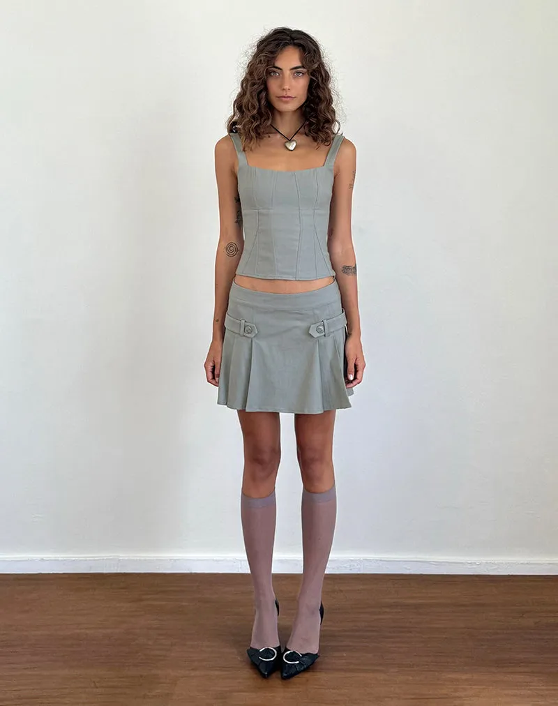 Ahanu Pleated Mini Skirt in Grey