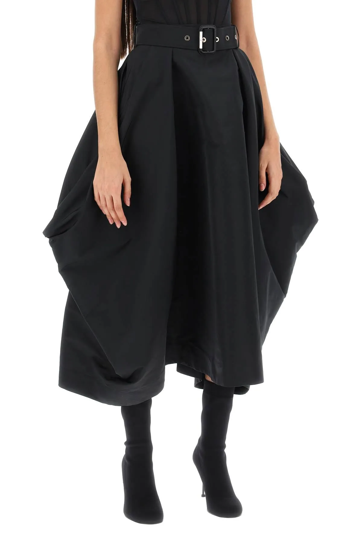 Alexander mcqueen peg-top skirt in polyfaille 769041 QEACM BLACK