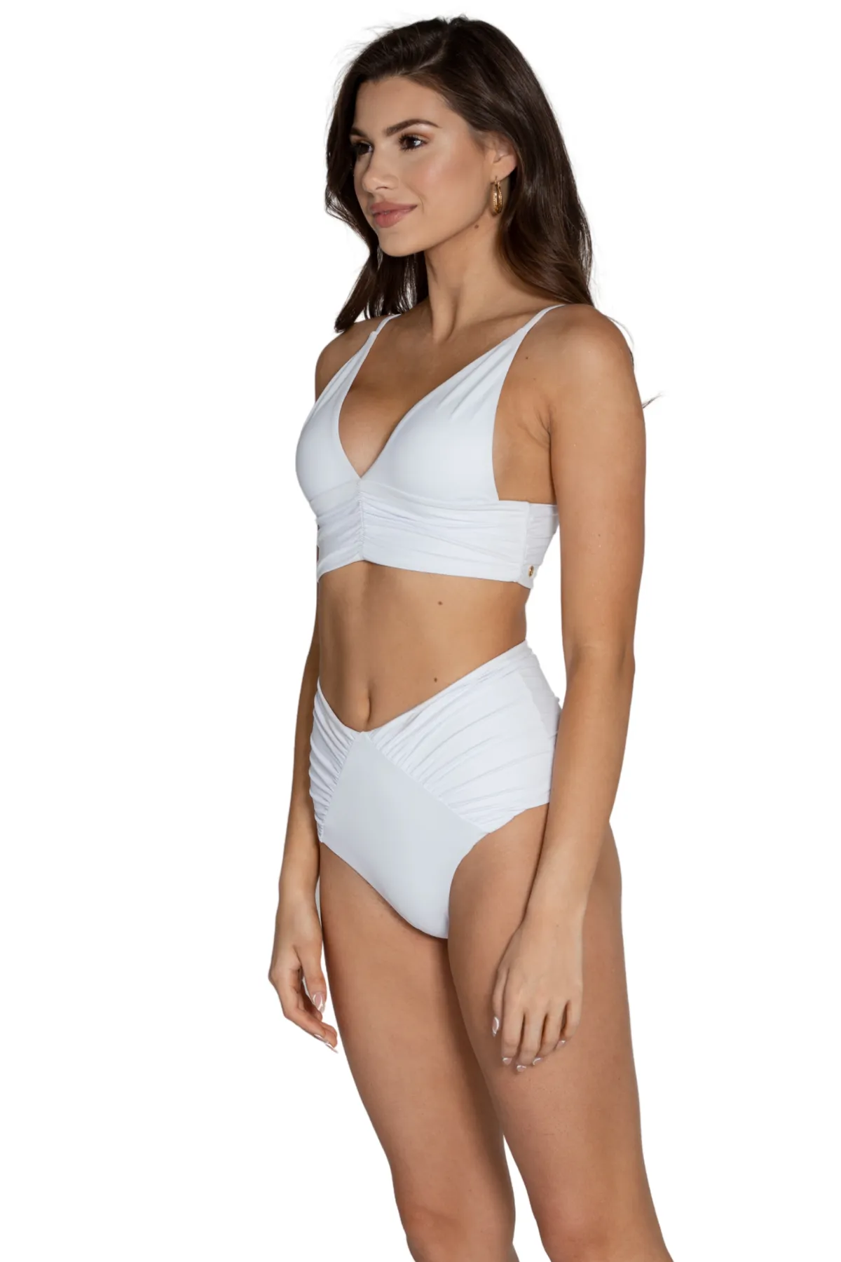 ALY WHITE Brazilian High Waist Bikini Bottoms