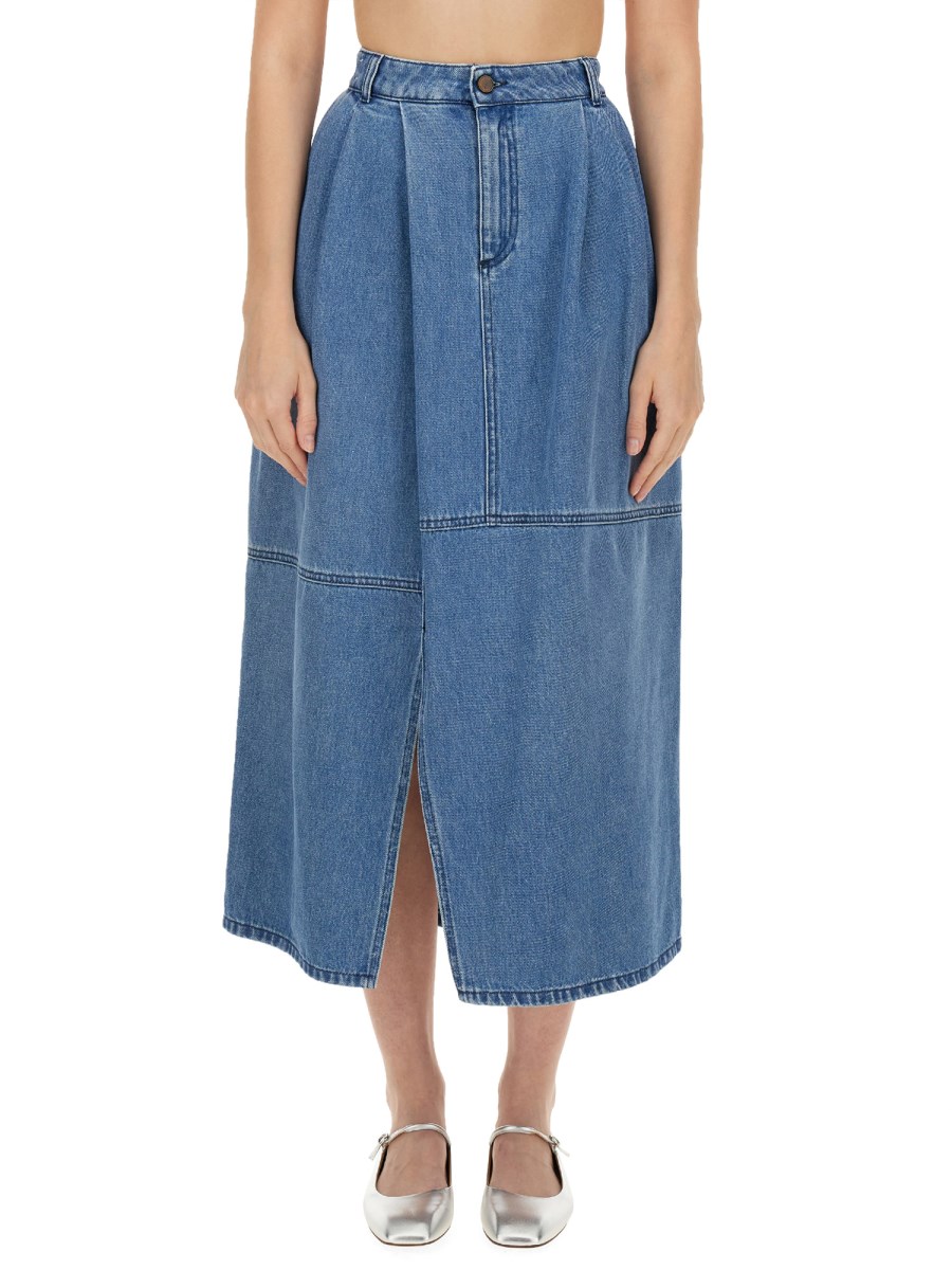 ALYSI    COTTON DENIM MIDI SKIRT