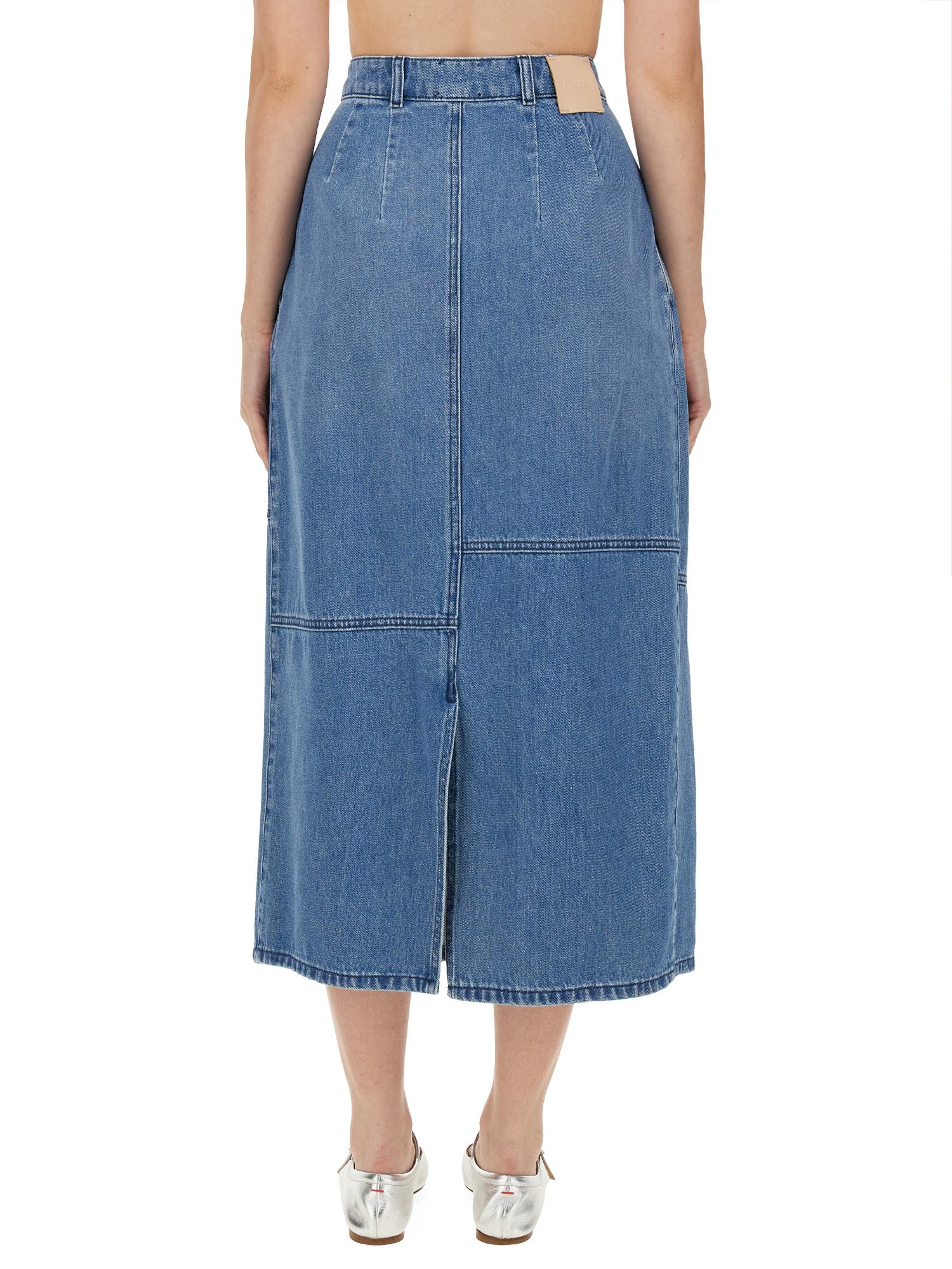 ALYSI    COTTON DENIM MIDI SKIRT