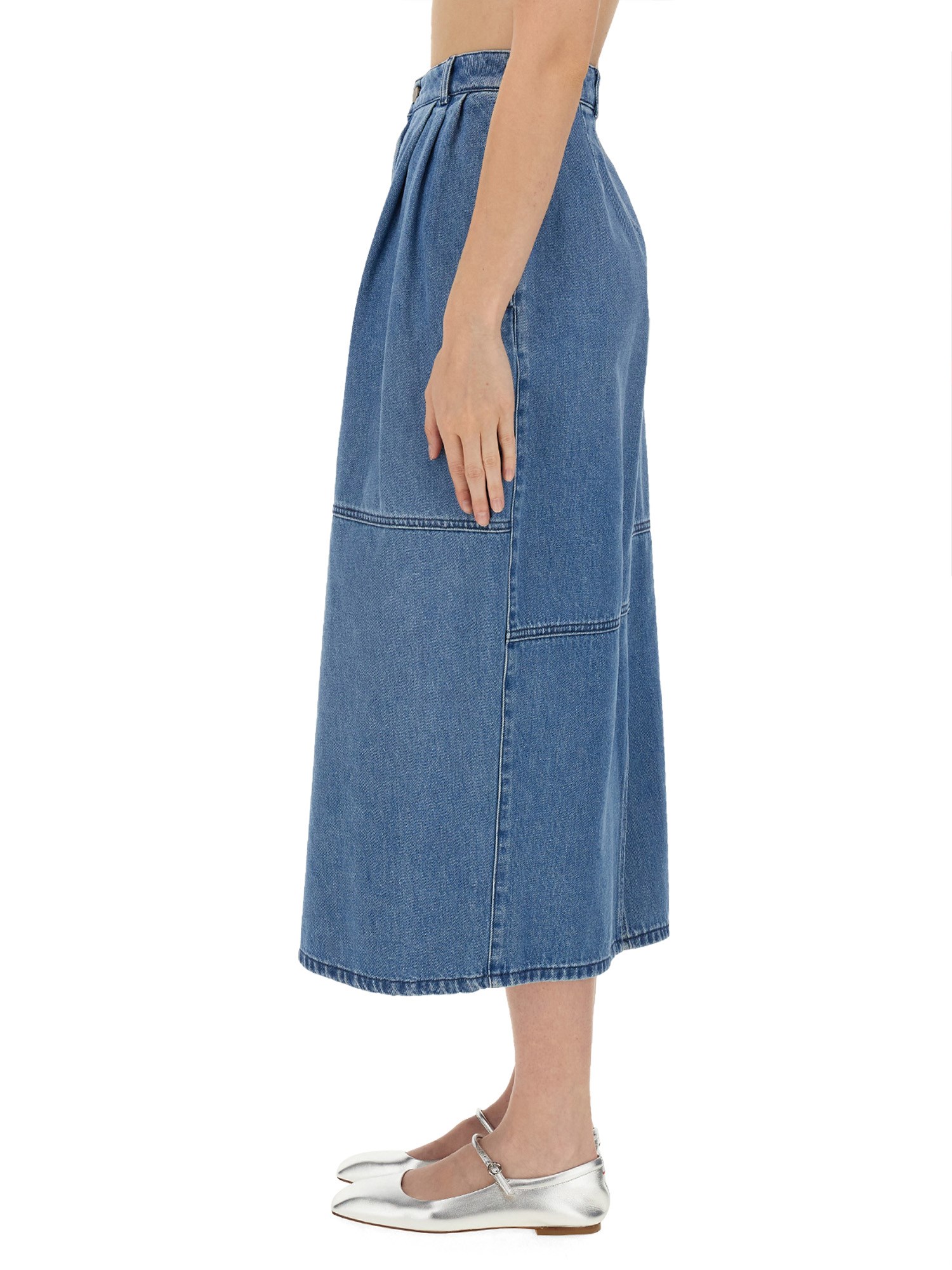 ALYSI    COTTON DENIM MIDI SKIRT