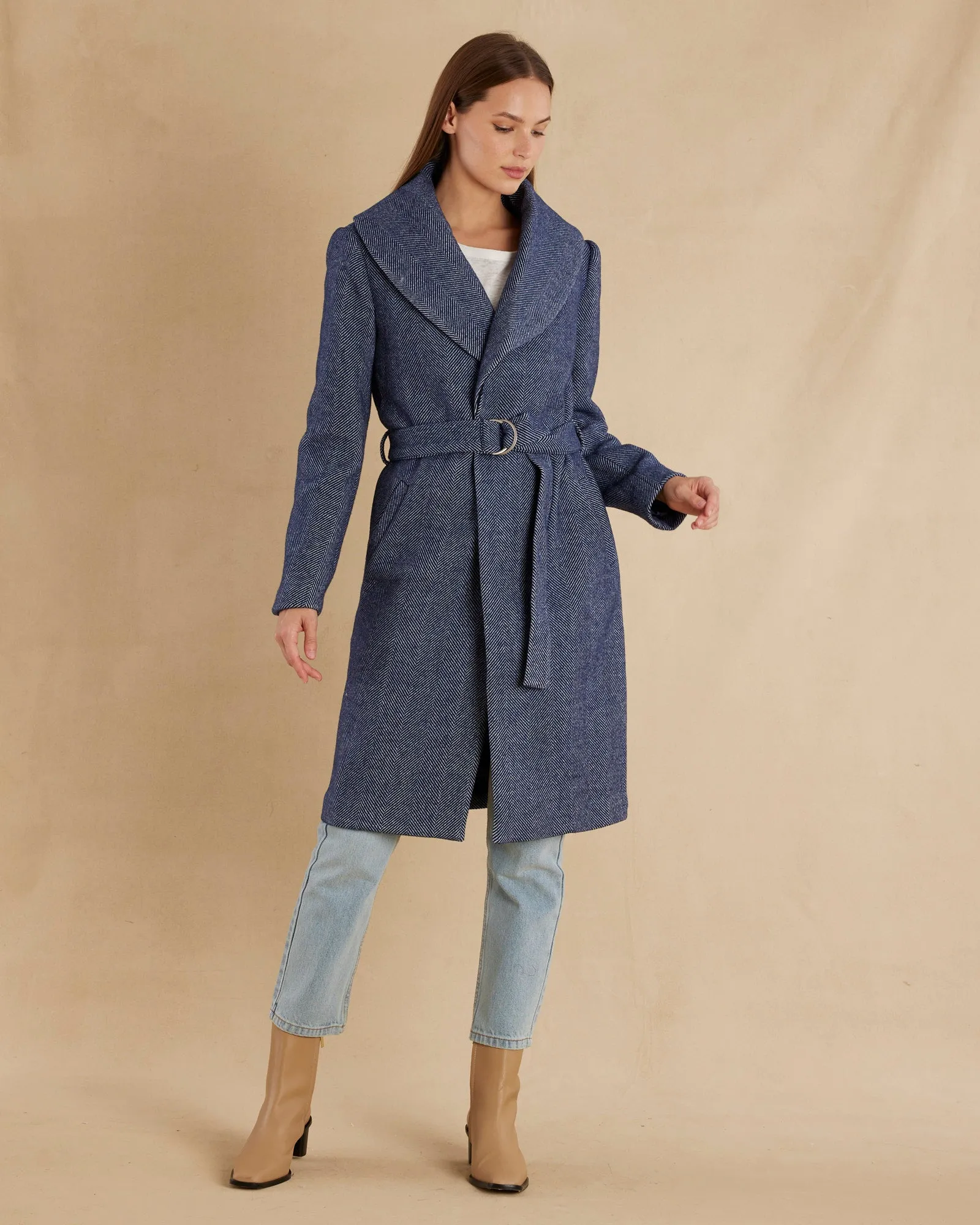 Aspen Wool Coat - Navy