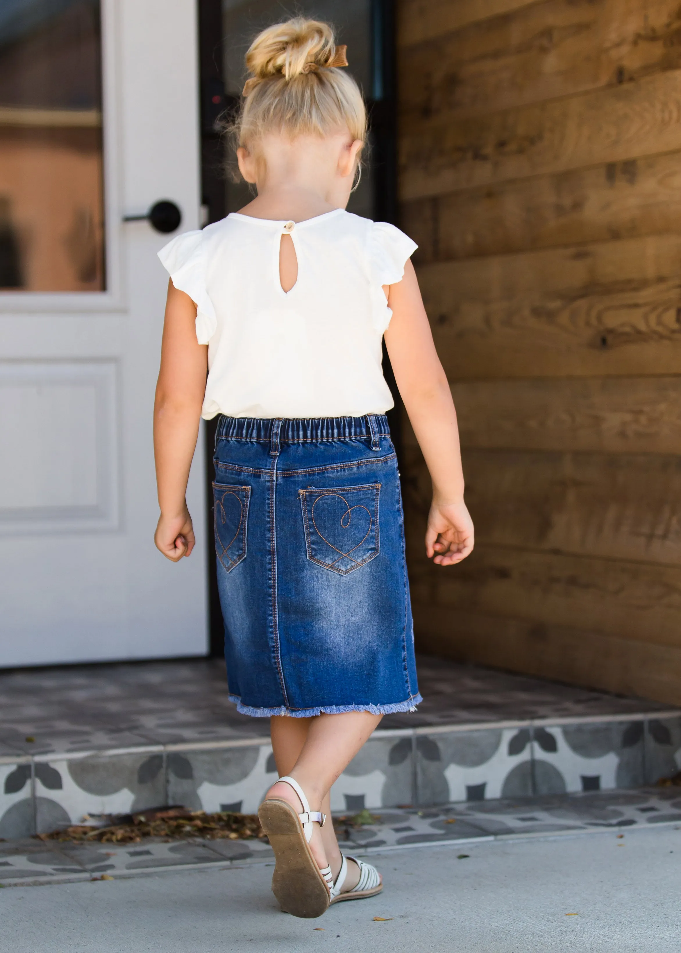 Asymmetrical Heart Stitch Denim Skirt - FINAL SALE