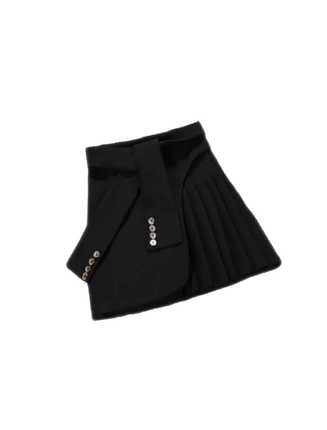 Asymmetrical Pleated Mini Button Skort