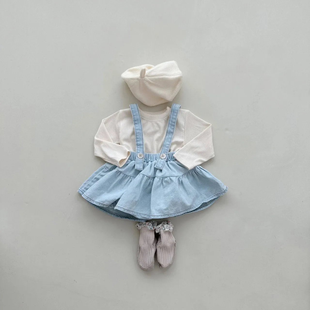 BABY COTTON TEE AND SUSPENDER SKIRTED BLOOMER SET (3-18 - 2 COLORS