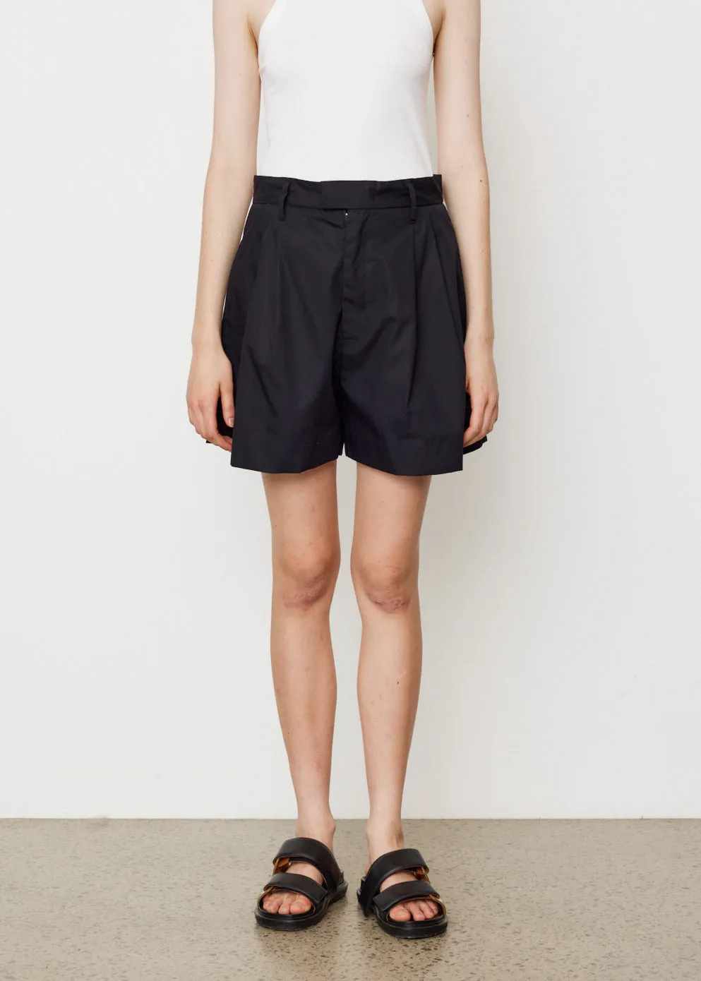 Bassike -  Poplin Pleated Mini Shorts - Shorts