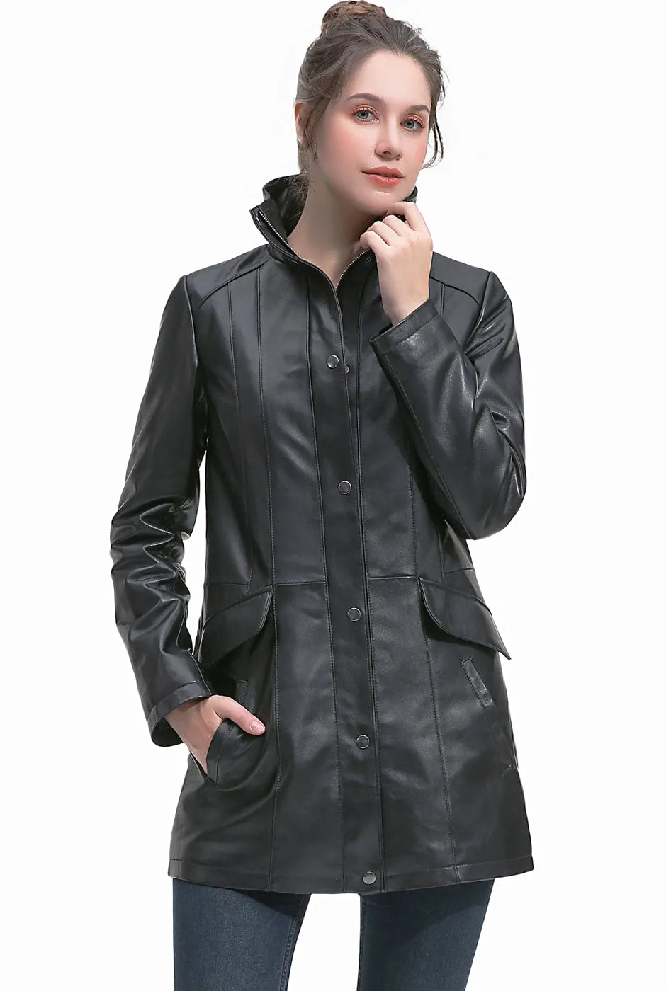 BGSD Women Imani Lambskin Leather Coat