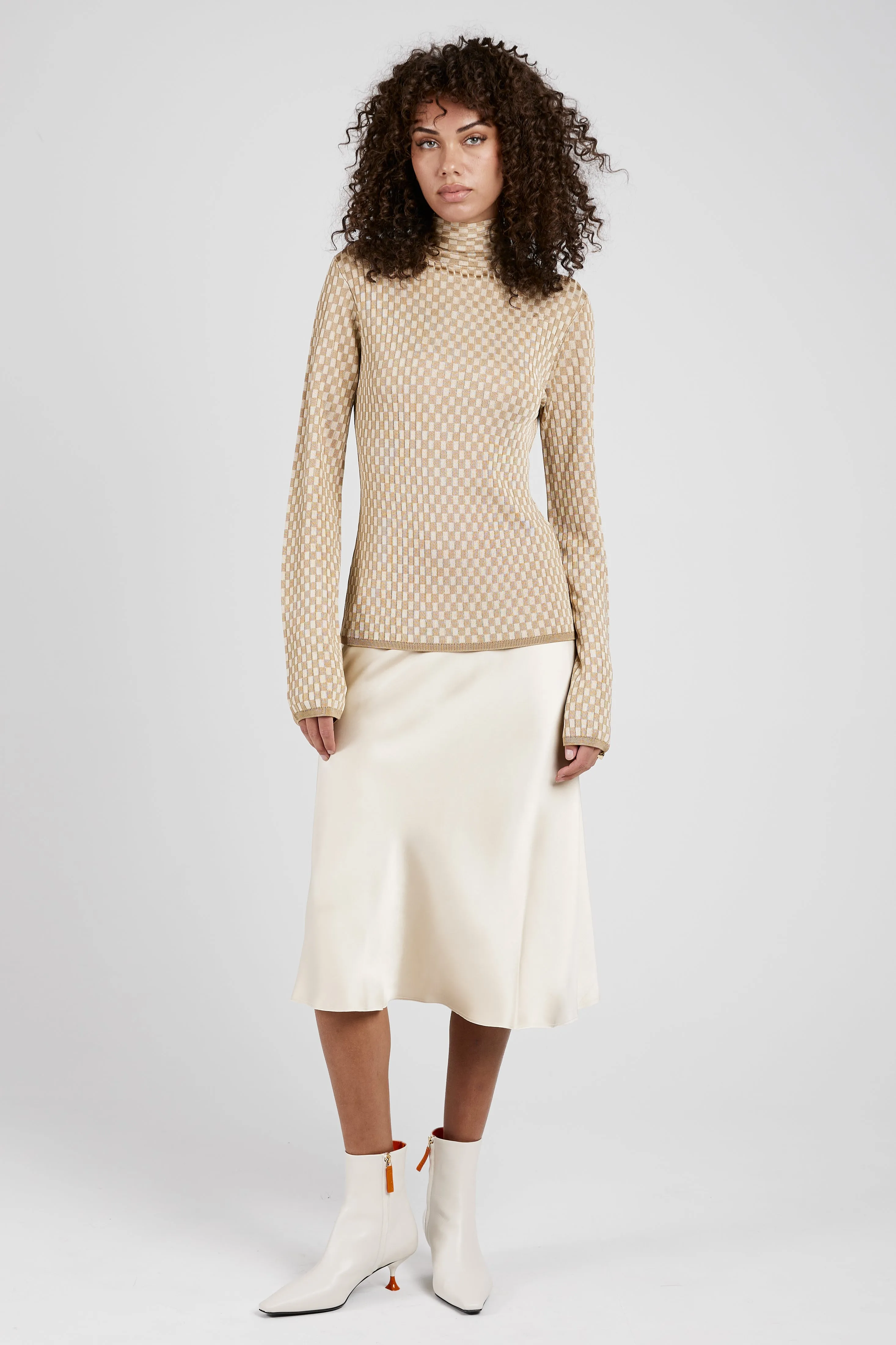 Bias-Cut Skirt in Beige