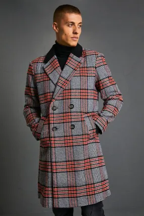 Big Check Overcoat | boohooMAN UK