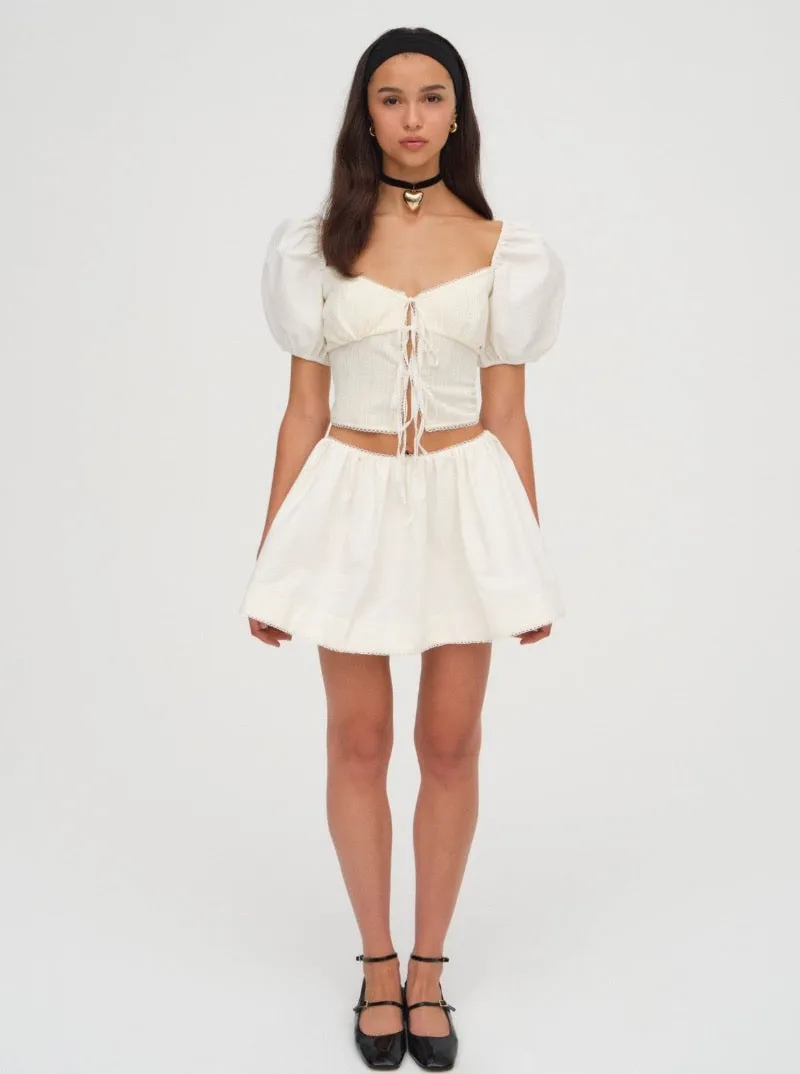 Billie Poplin Mini Skirt in Cream