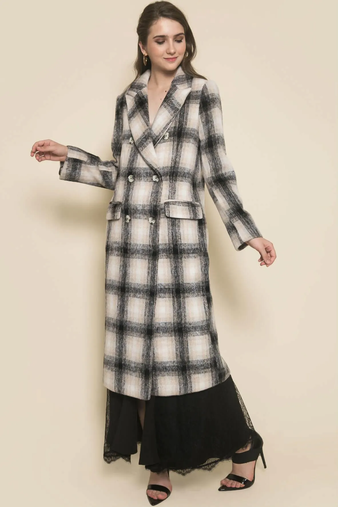 Black and White Check Coat