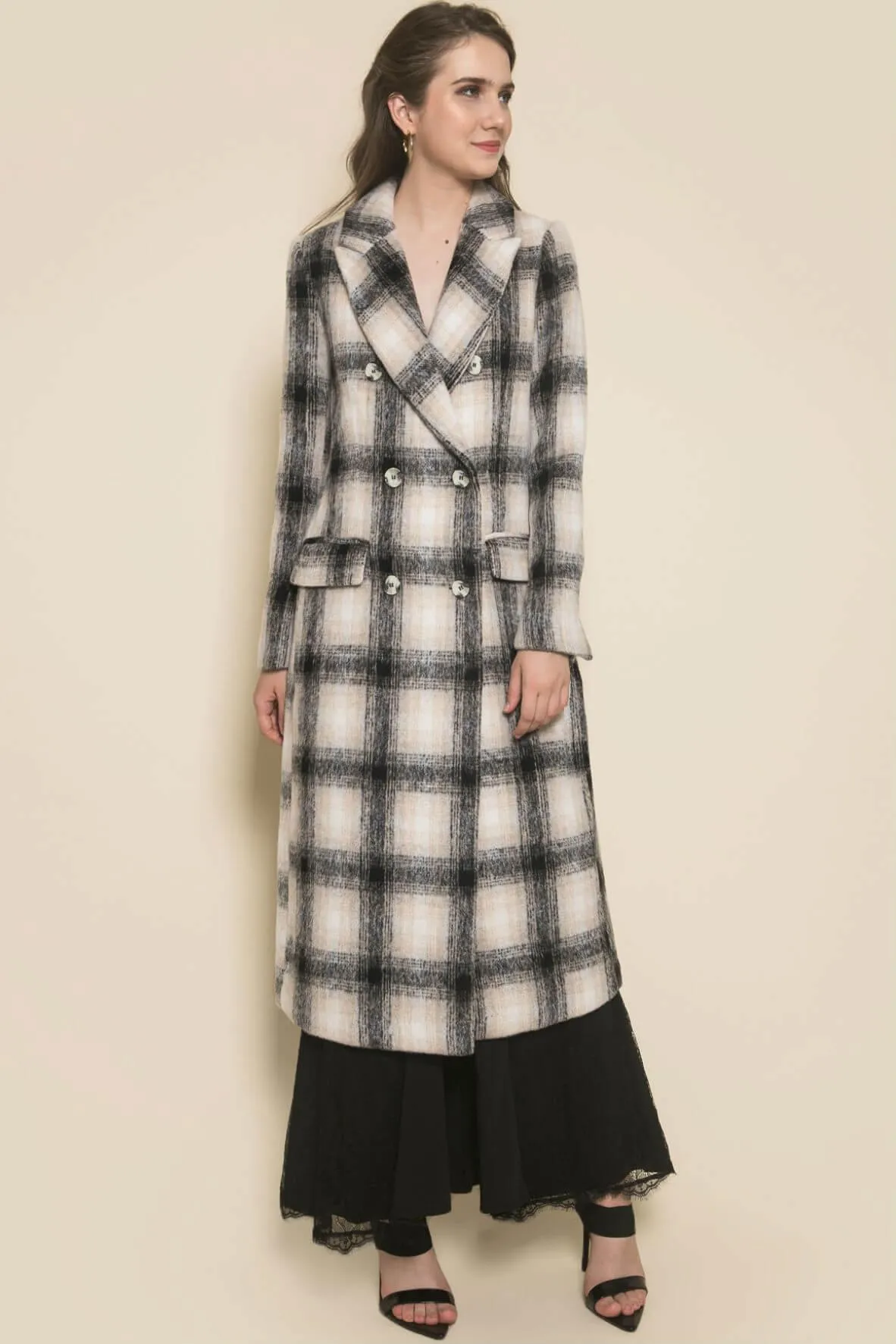 Black and White Check Coat