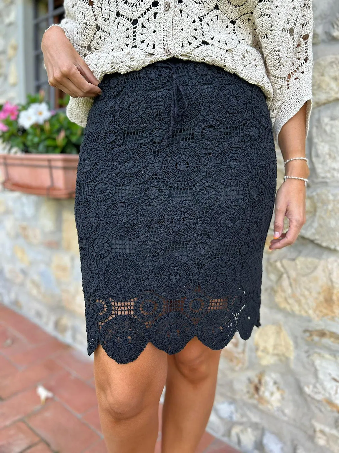 Black Crochet Skirt Luna