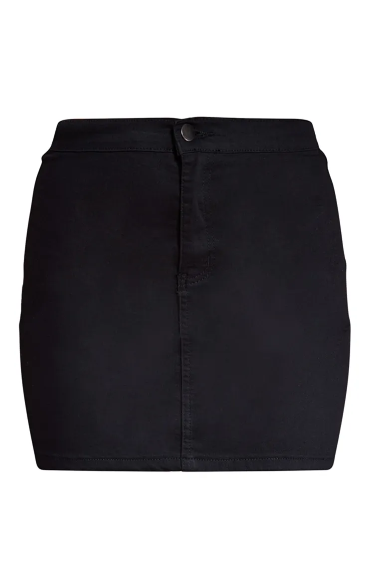 Black Disco Fit Denim Skirt | Denim