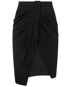 Black Jersey Lustrous Draped Skirt