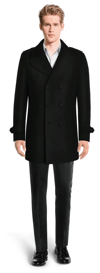 Black Peacoat with epaulettes