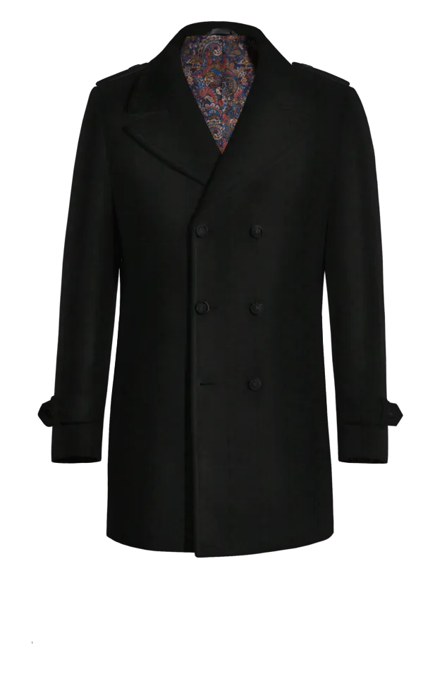 Black Peacoat with epaulettes