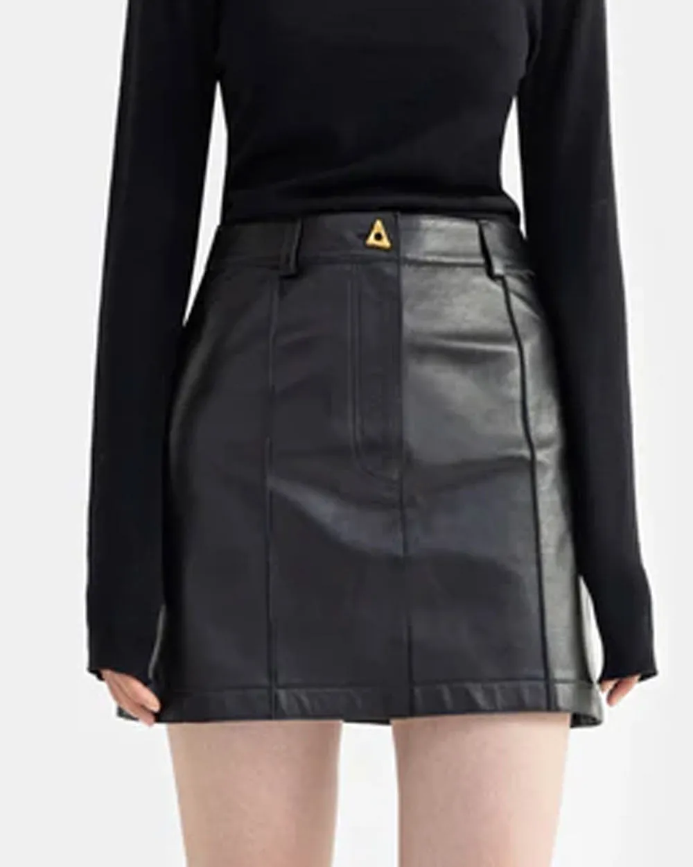 Black Rudens Leather Mini Skirt