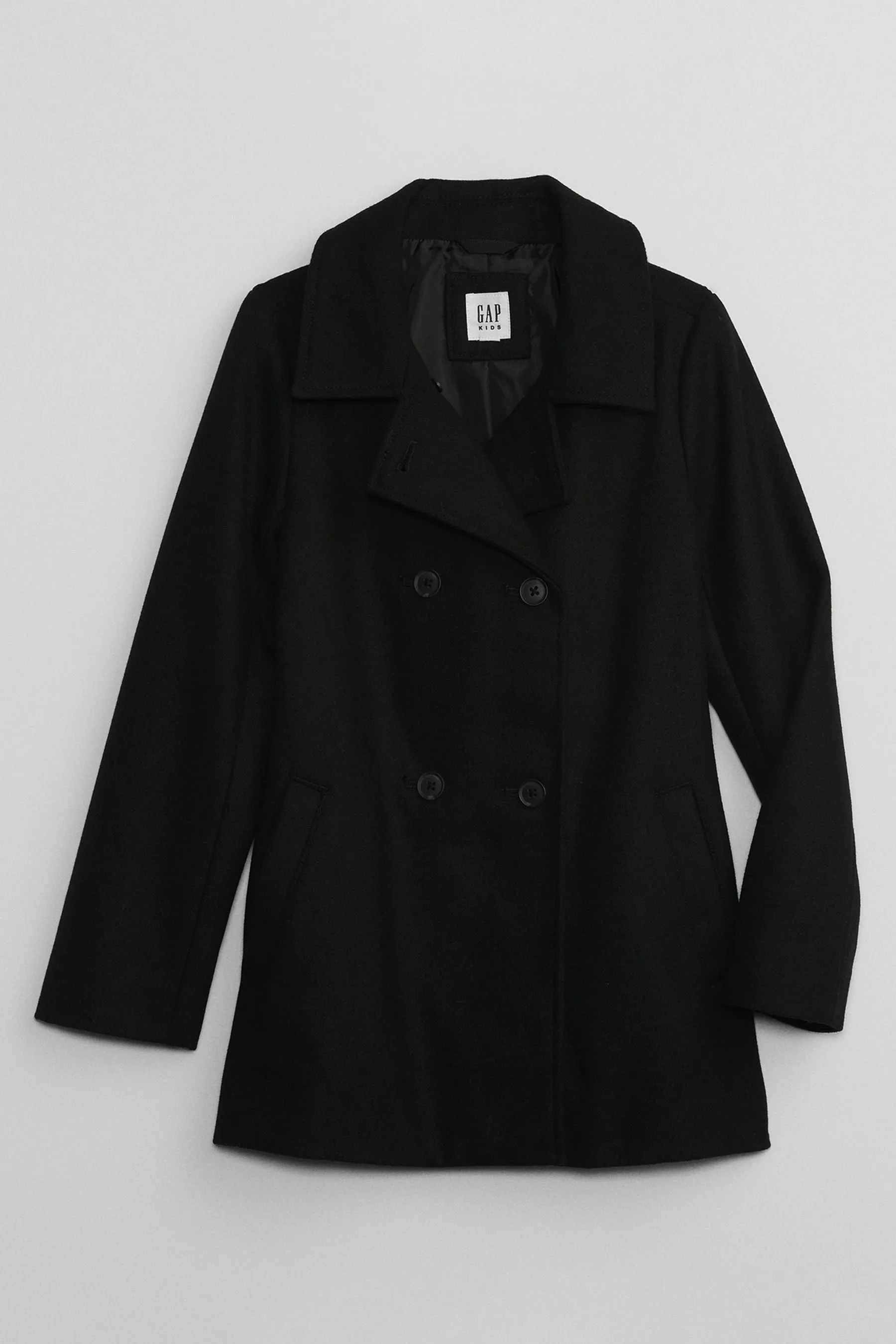 Black Wool Mix Peacoat