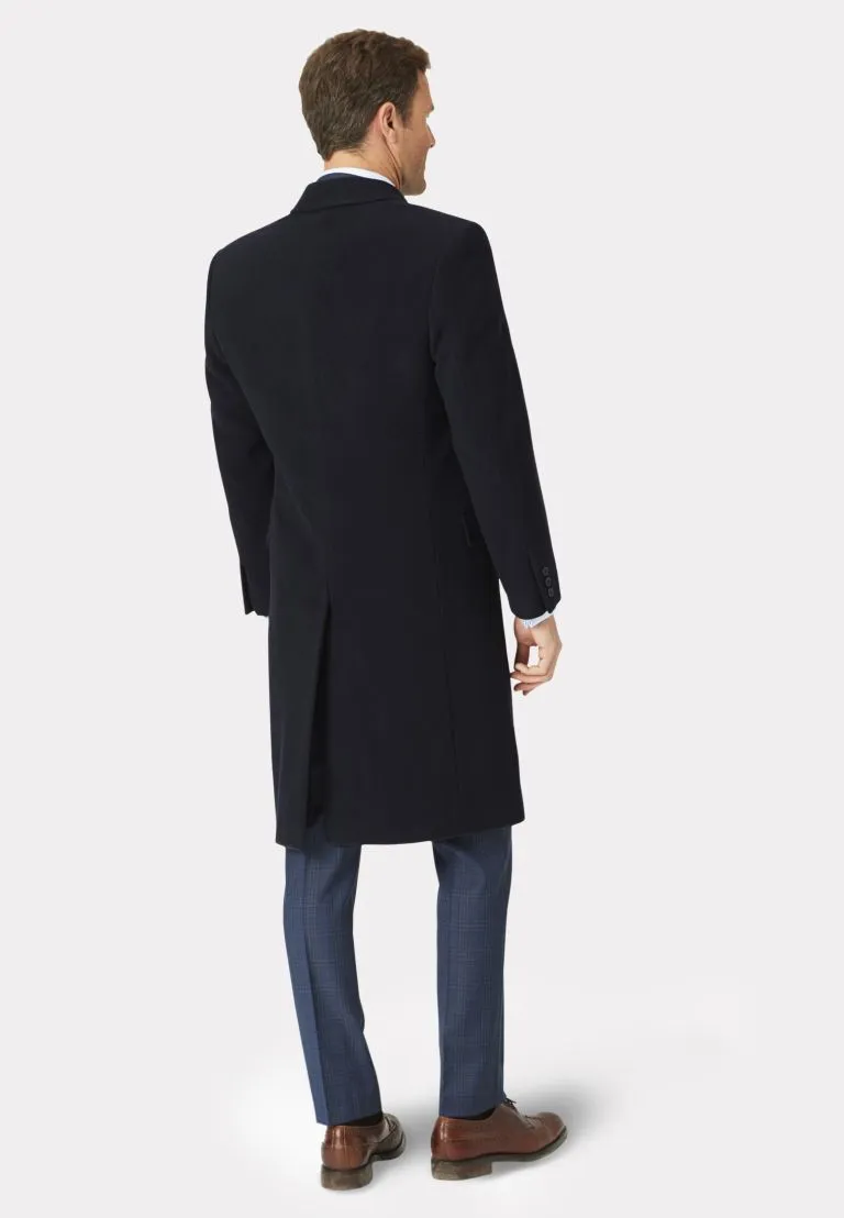 Bond Navy Wool Cashmere Overcoat