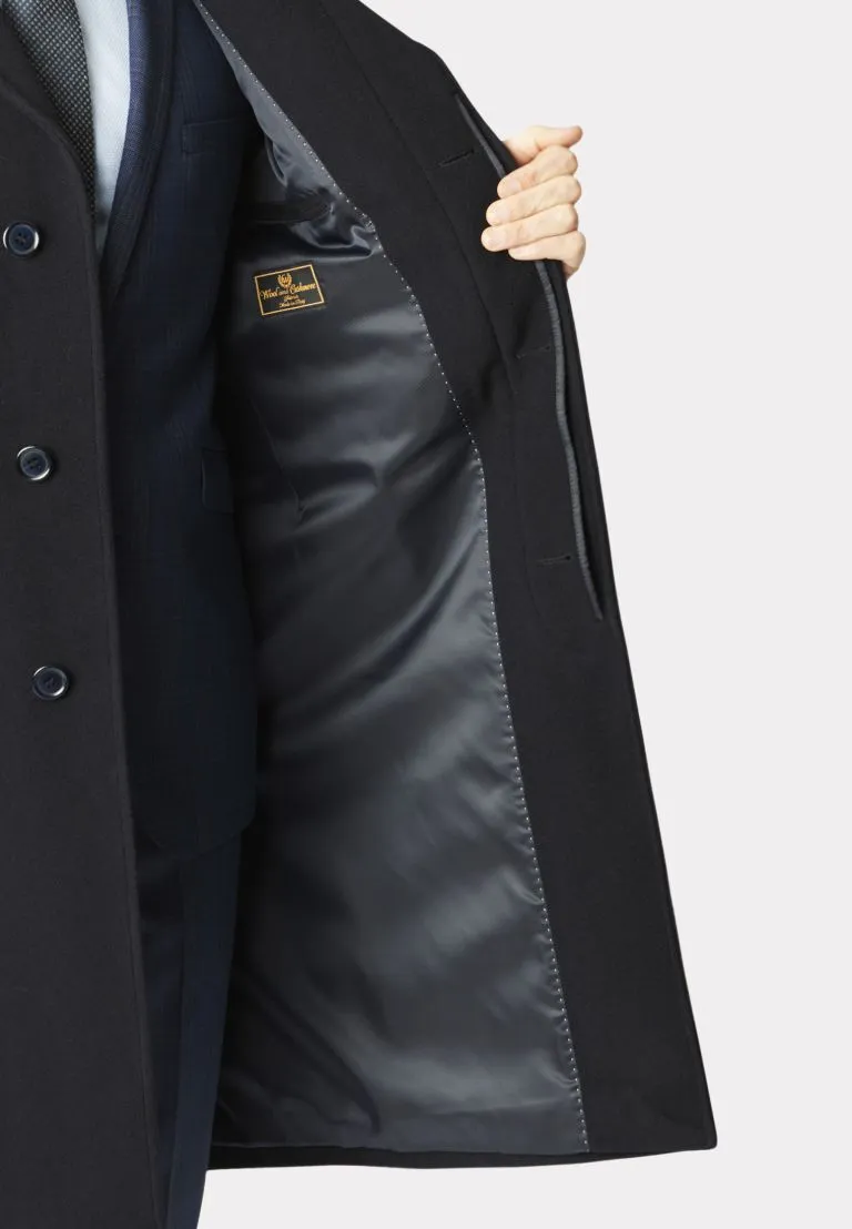 Bond Navy Wool Cashmere Overcoat