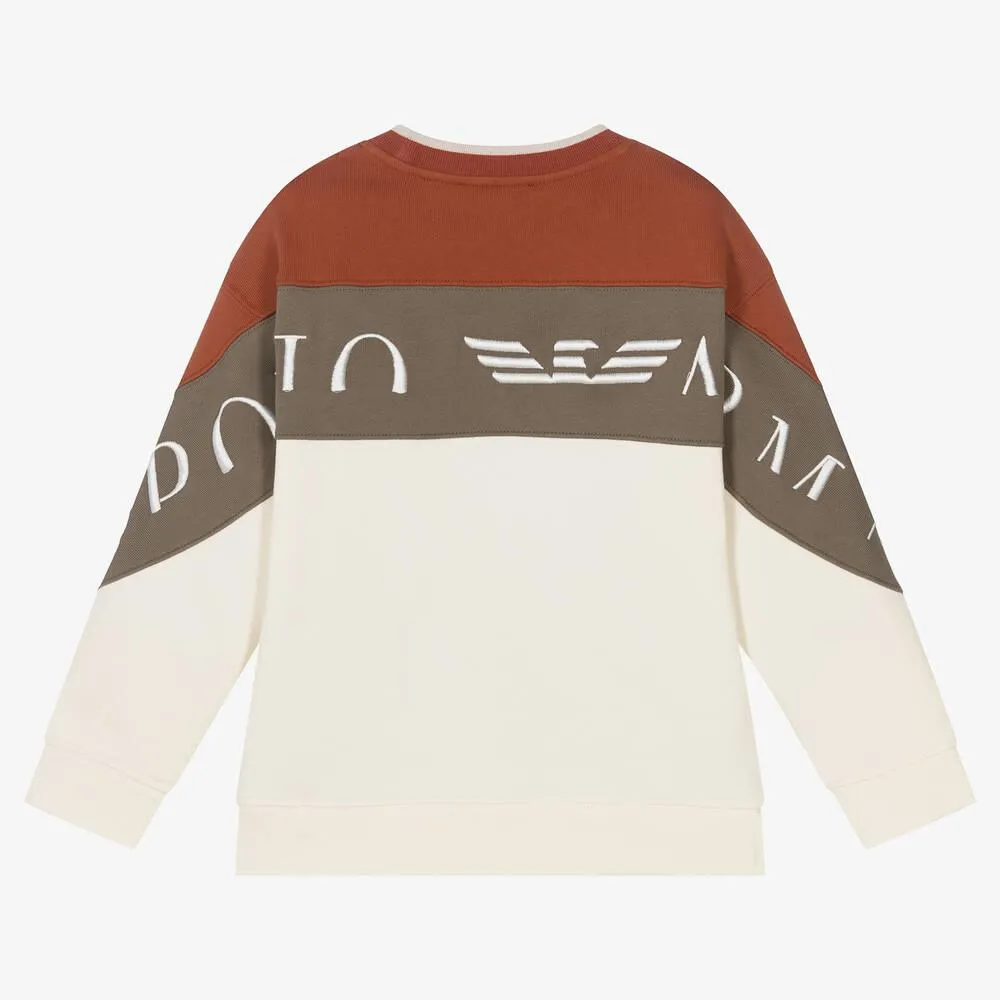 BOYS COLORBLOCK SWEATSHIRT W/ LOGO AROUND ARMS AND BACK