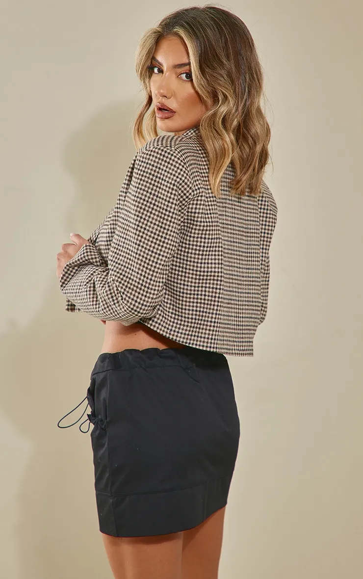 Brown Check Boxy Cropped Blazer | Outerwear