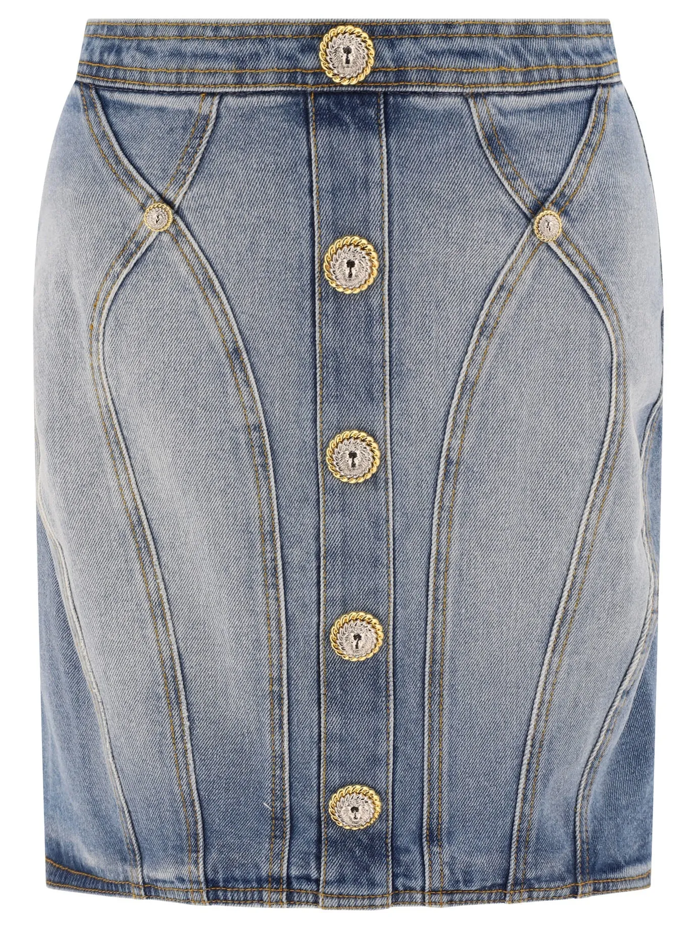 BUTTONED DENIM SKIRT