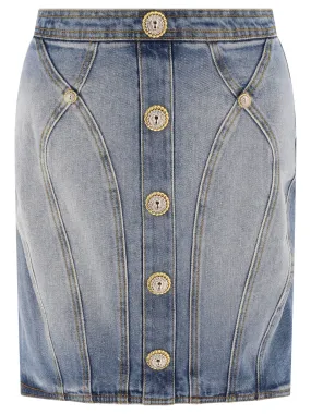 BUTTONED DENIM SKIRT