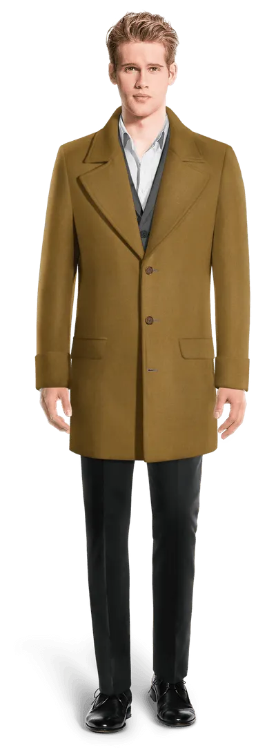 Camel Overcoat with contrasted Buttonthreads