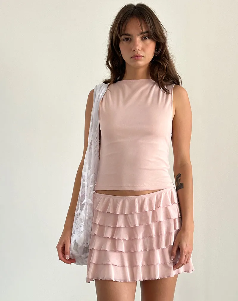 Cartina Mini Skirt in Peachskin Mesh