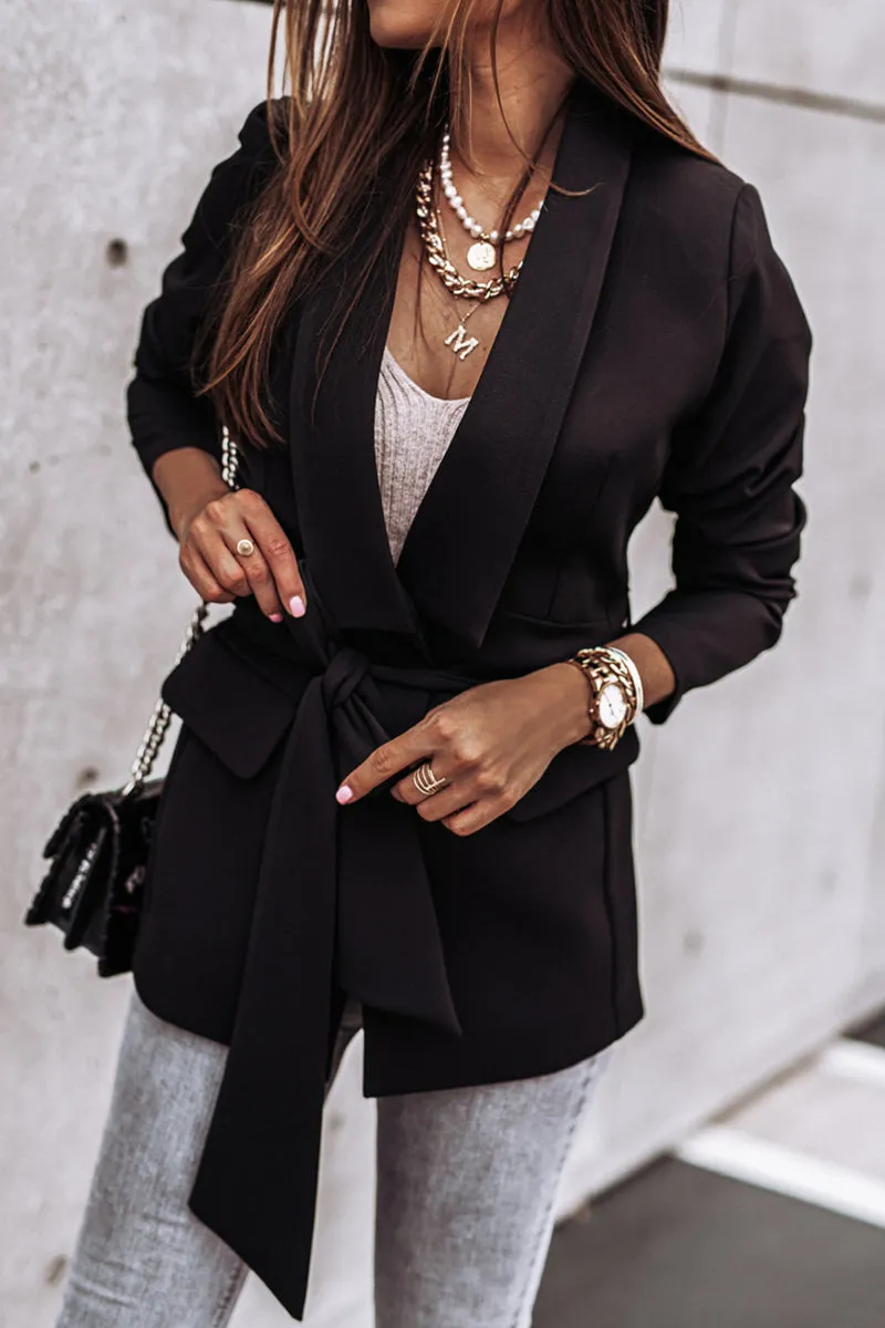 Casual Solid Patchwork Turndown Collar Outerwear