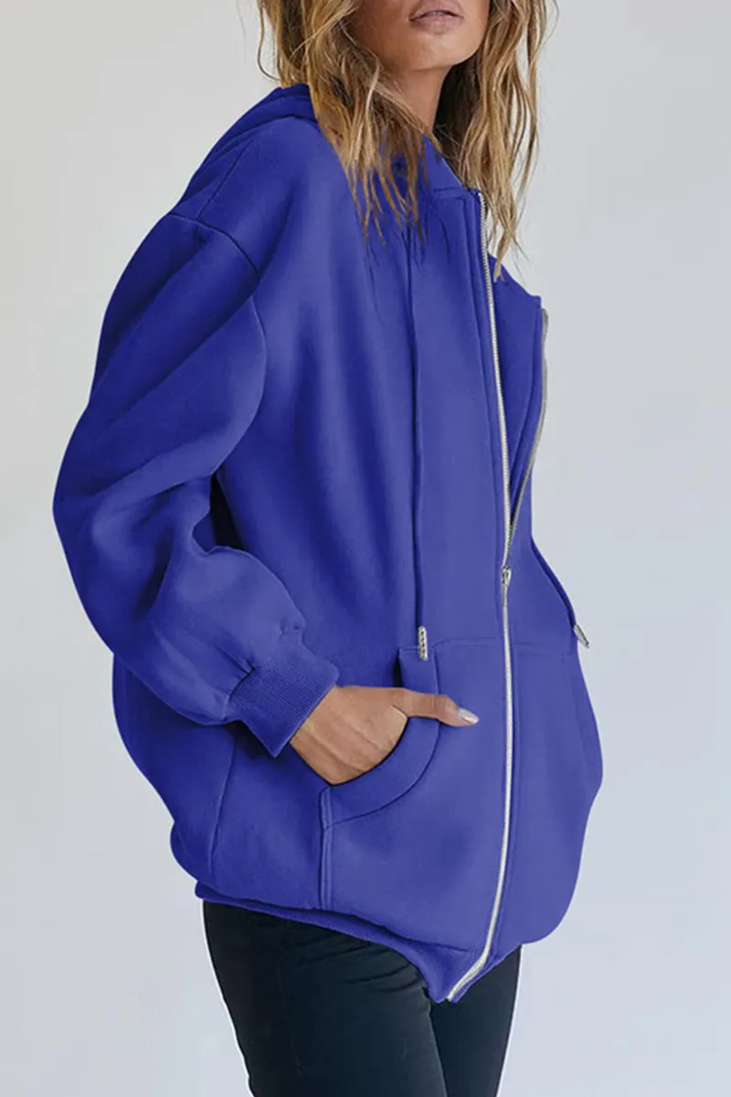 Casual Sportswear Solid Pocket Hooded Collar Outerwear