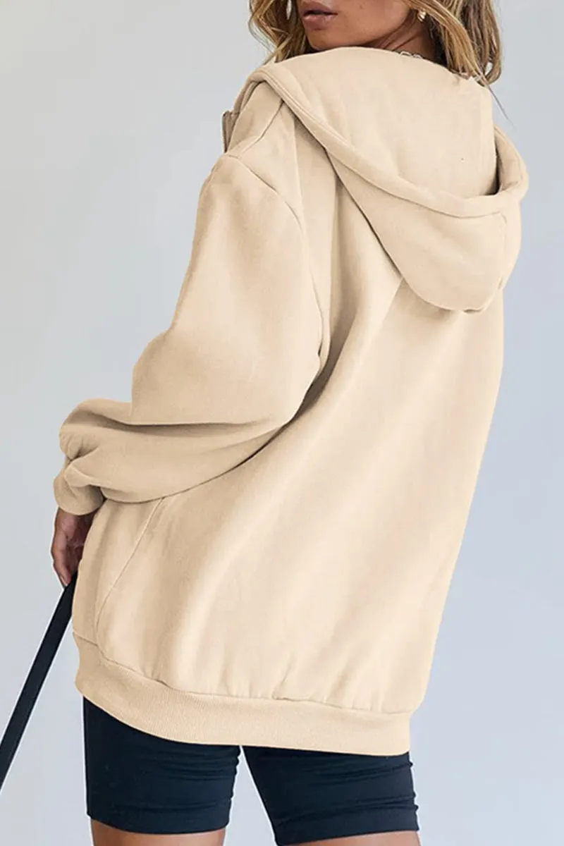 Casual Sportswear Solid Pocket Hooded Collar Outerwear