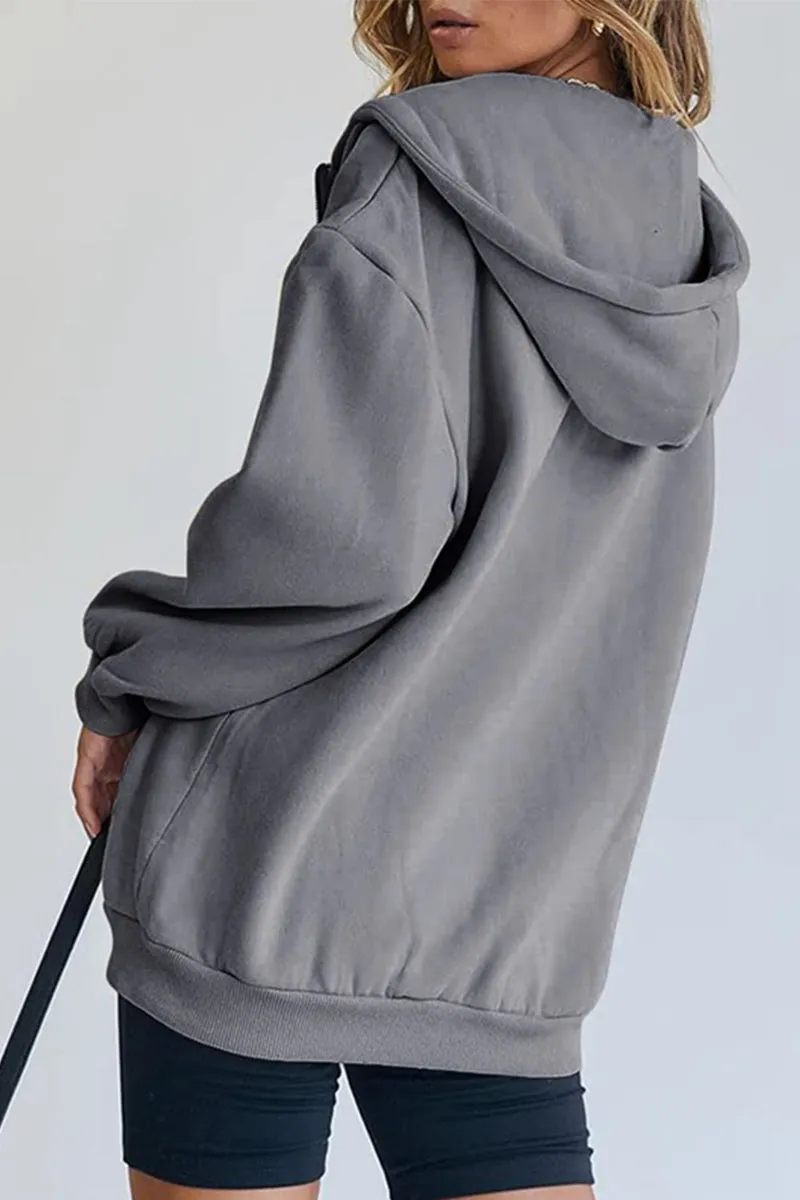 Casual Sportswear Solid Pocket Hooded Collar Outerwear