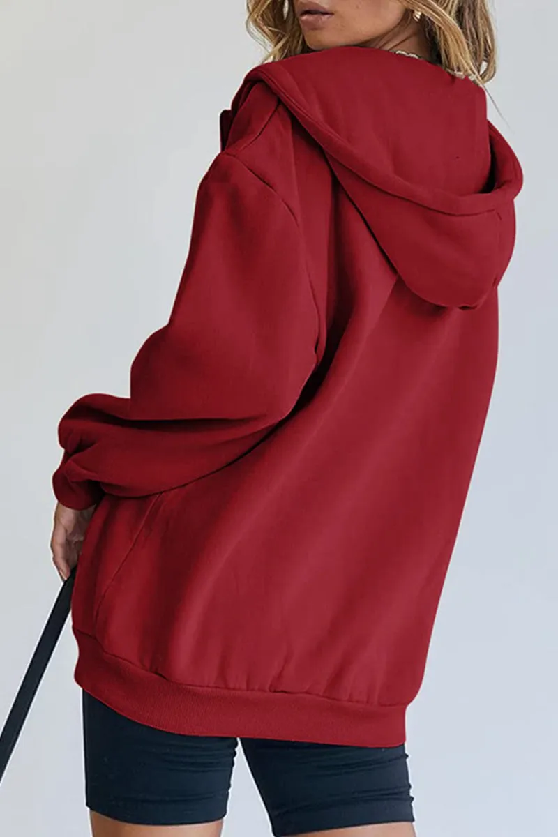 Casual Sportswear Solid Pocket Hooded Collar Outerwear