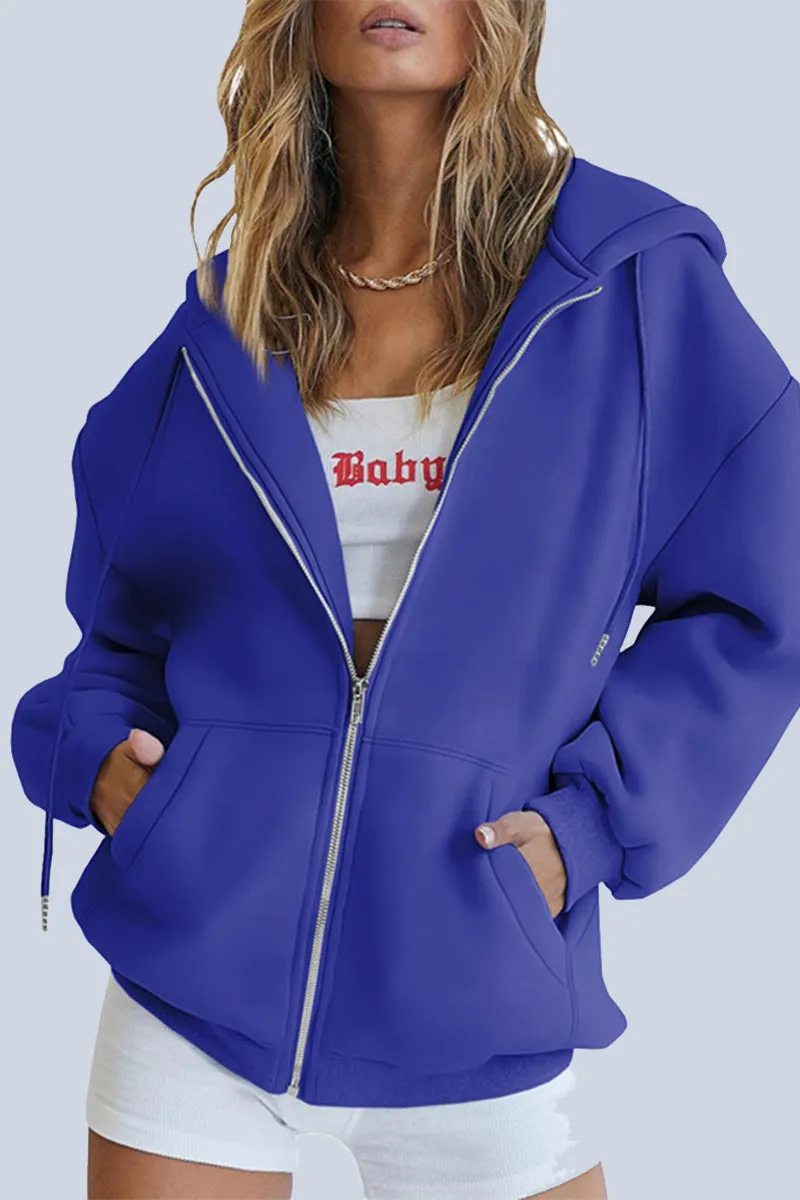 Casual Sportswear Solid Pocket Hooded Collar Outerwear