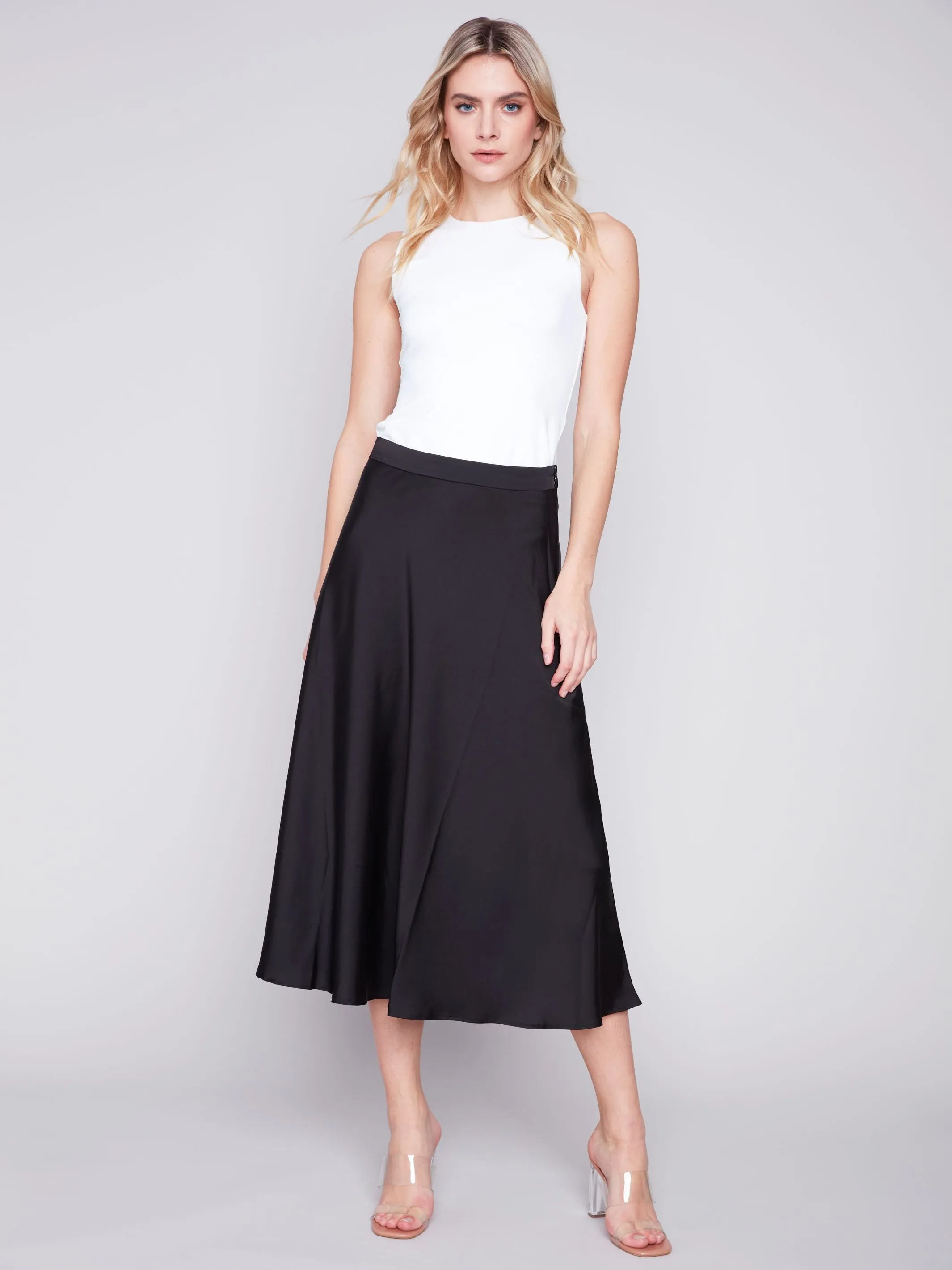 Charlie B Satin Skirt - Black