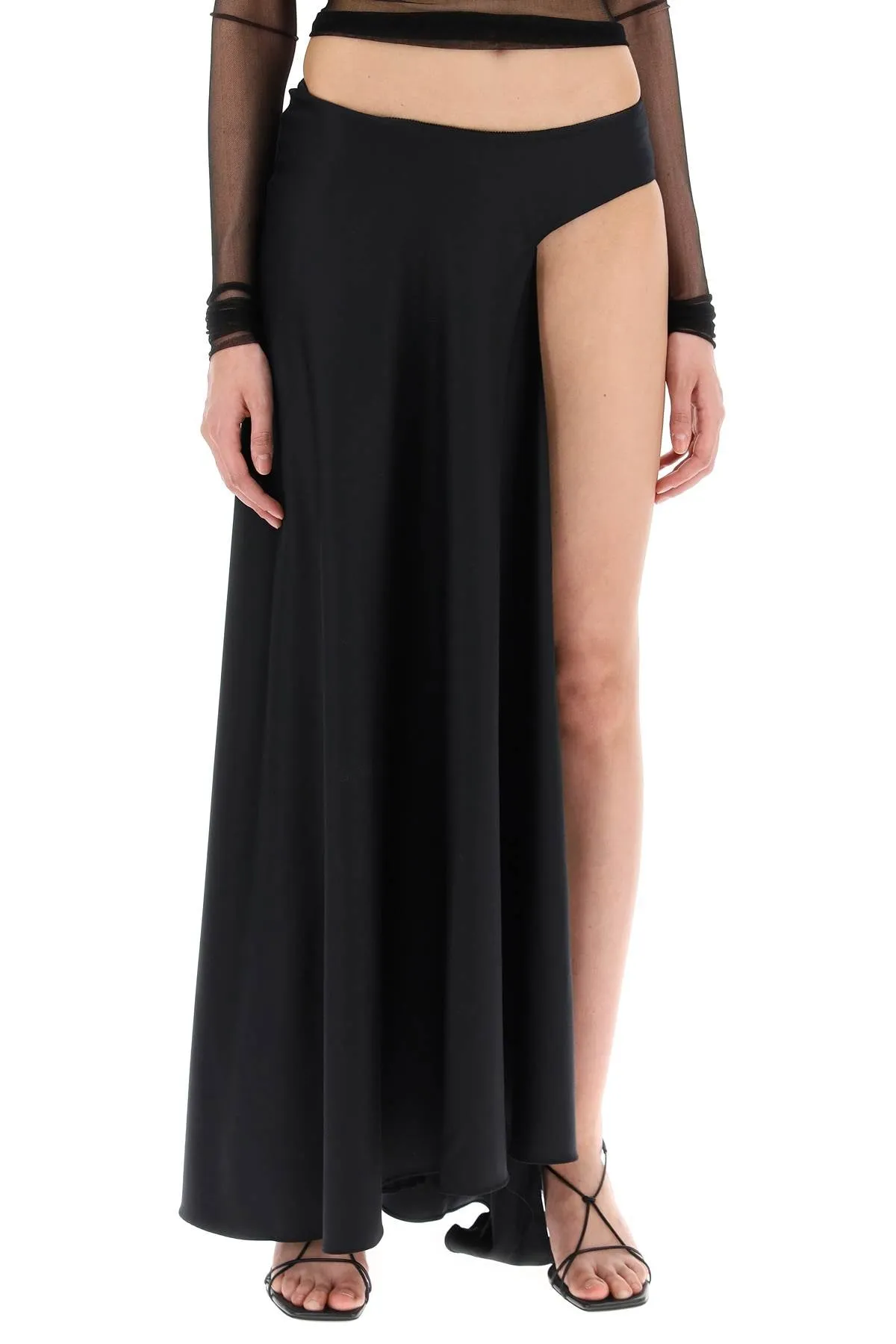 Christopher Esber Asymmetric Wool Talus Skirt   Black