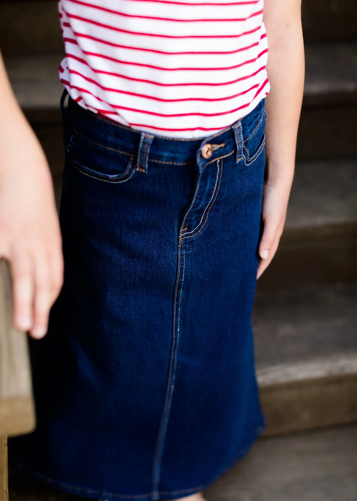 Classic Long Denim Skirt